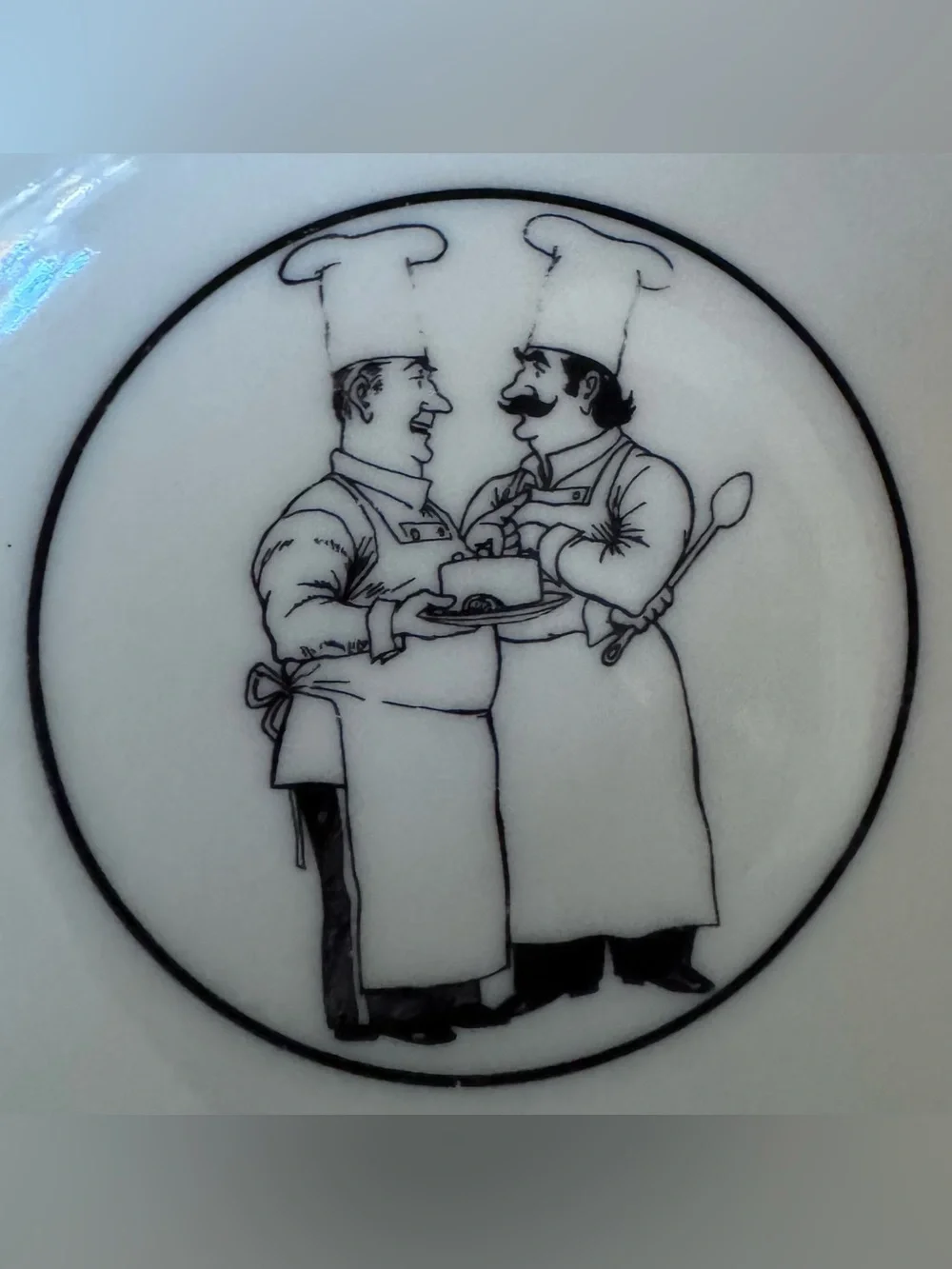 Vintage Epoch Chef Illustration White Ceramic Bowls - Set of 4, Le Restaurant